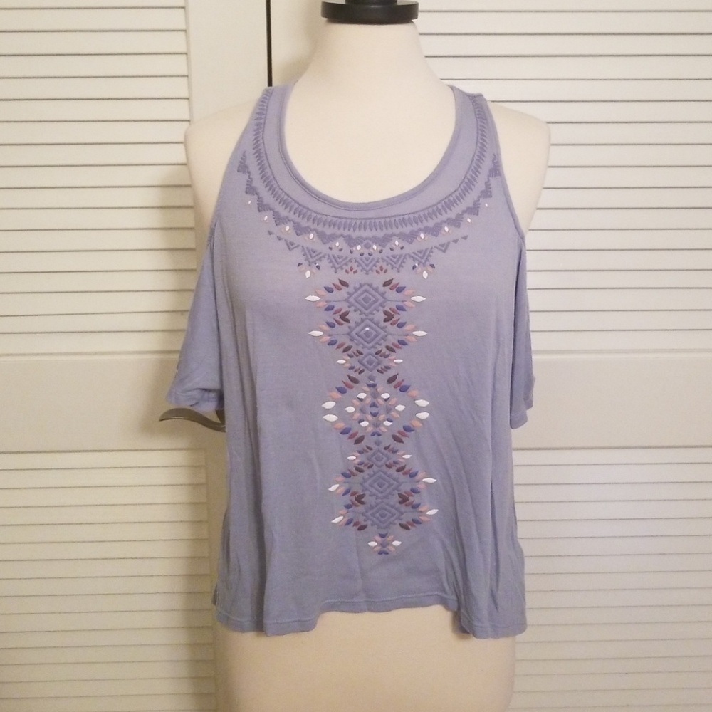 Mudd Periwinkle Cold Shoulder Blouse Top